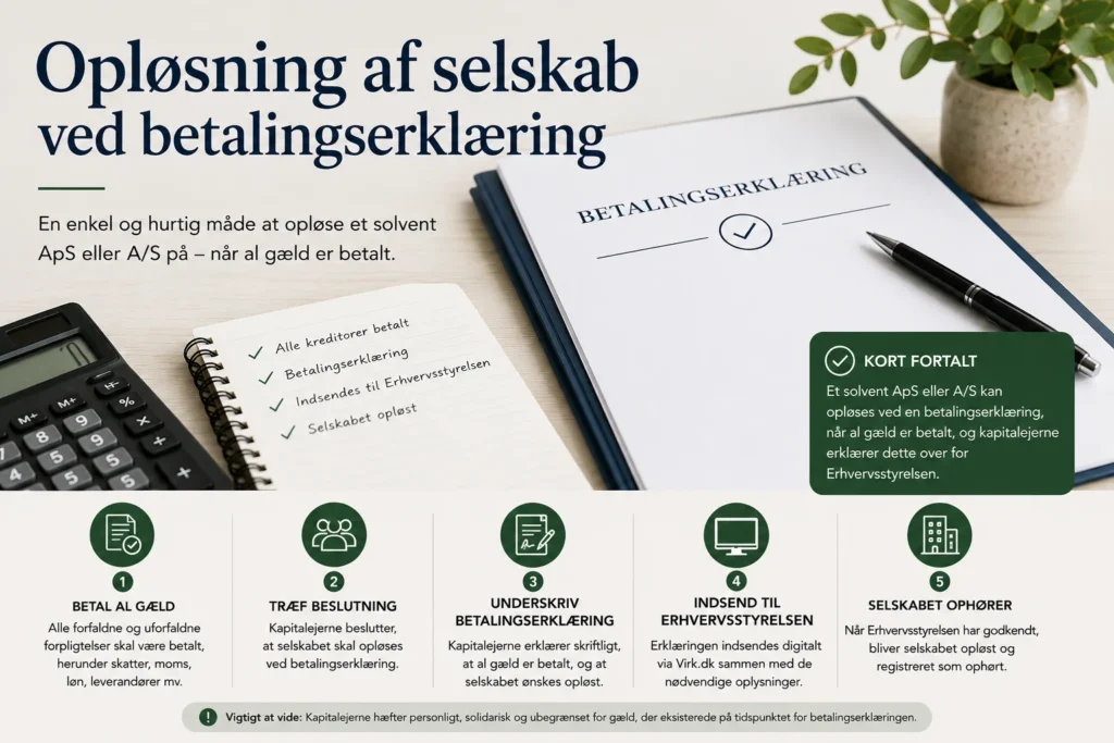 opløsning af selskab ved betalingserklæring