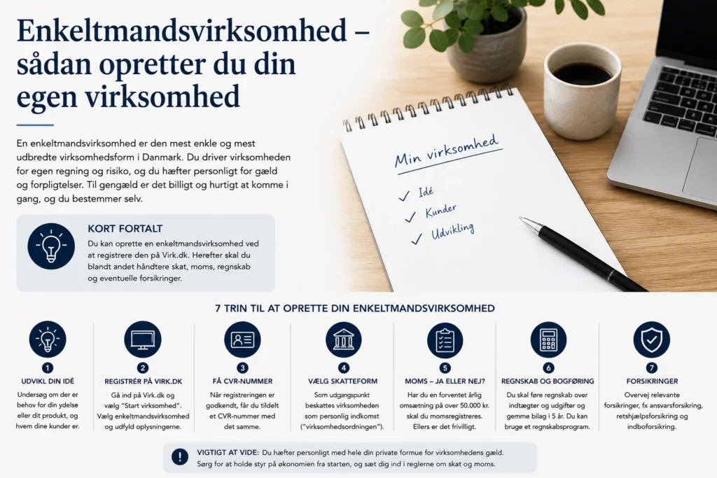 Enkeltmandsvirksomhed – sådan opretter du din egen virksomhed