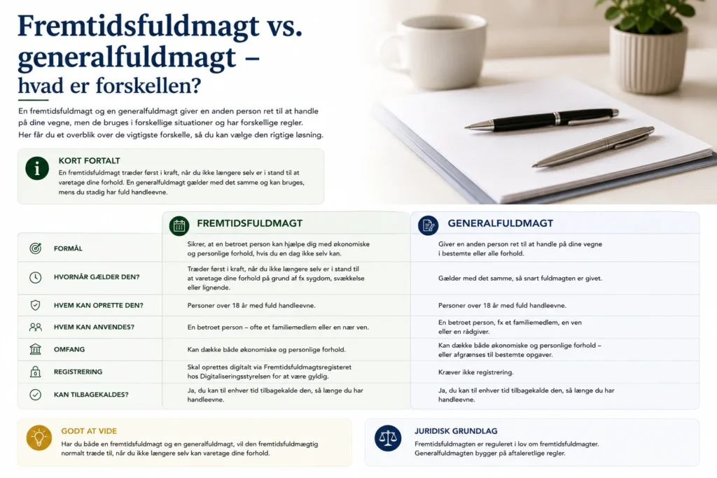 Fremtidsfuldmagt vs. generalfuldmagt – hvad er forskellen?