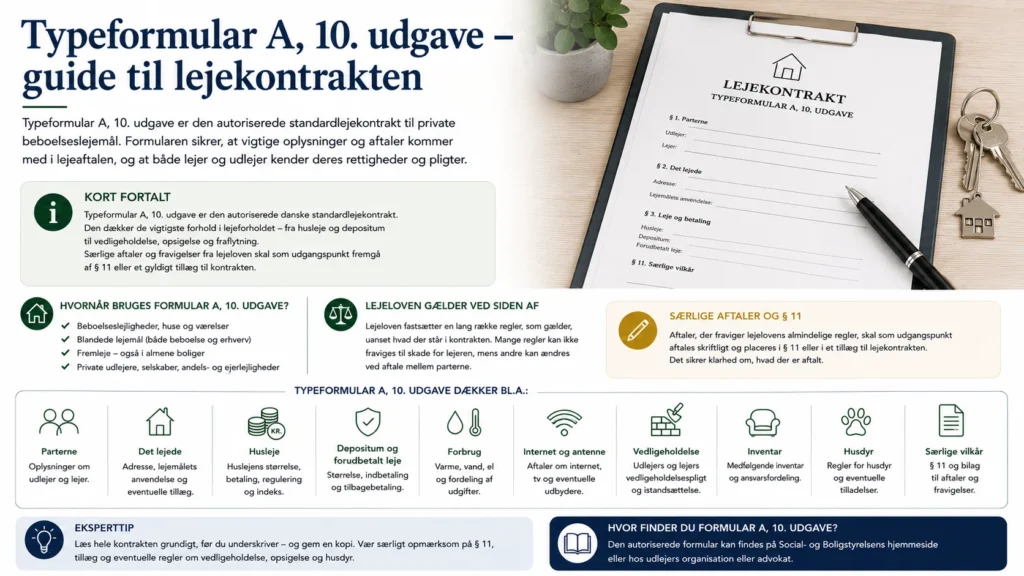 Typeformular A, 10. udgave – guide til lejekontrakt