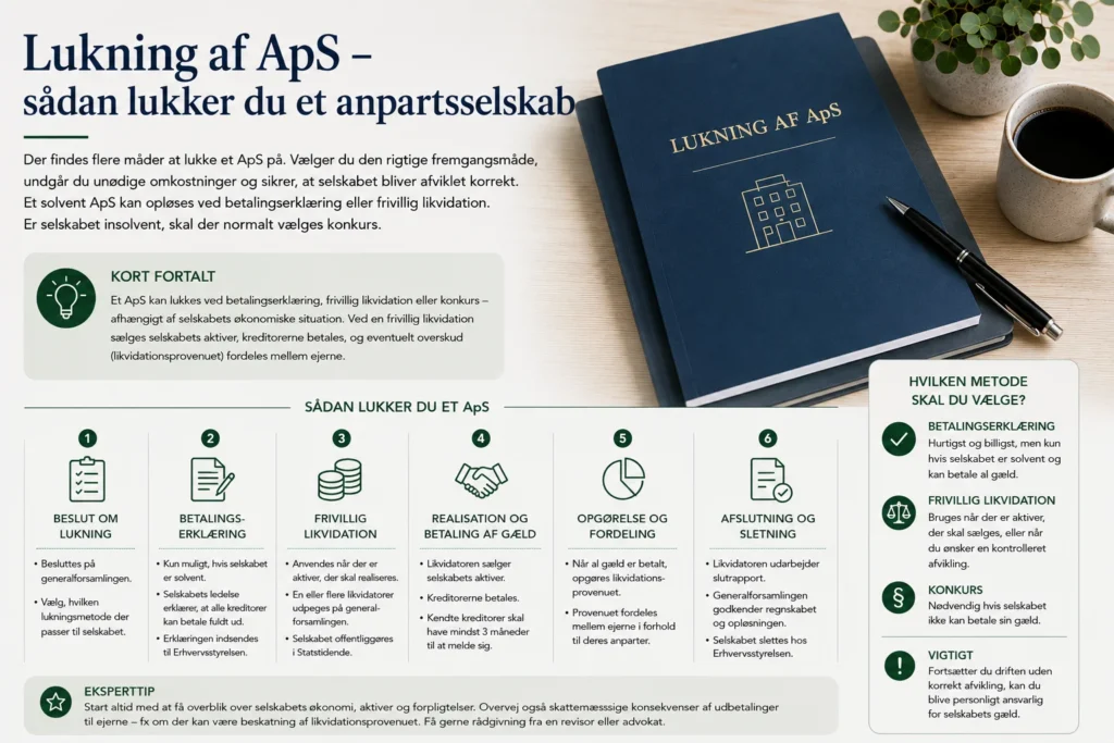 Lukning af ApS – sådan lukker du et anpartsselskab