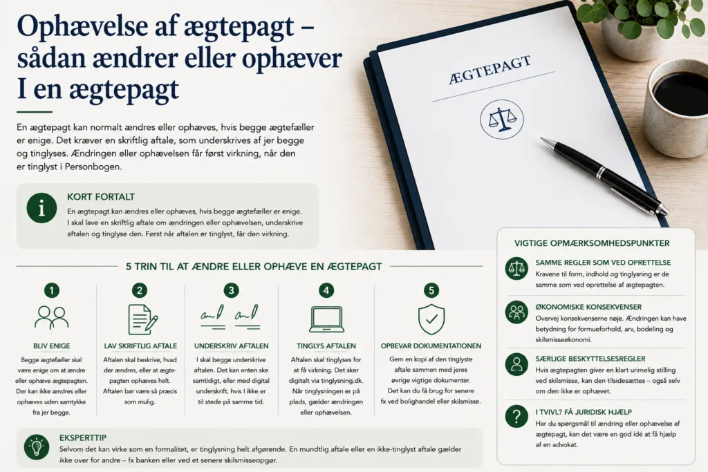 Ophævelse af ægtepagt – sådan ændrer eller ophæver I en ægtepagt